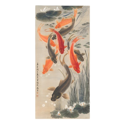 酒店配画名家字画复制装裱书画礼品字画名家吴青霞-鲤鱼图|ms