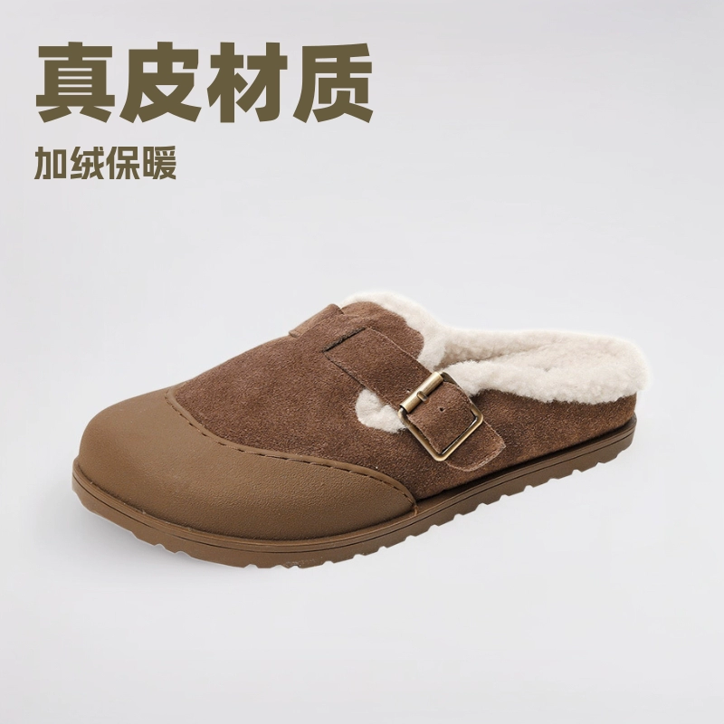 Кожаные туфли Booken в стиле ретро, уродливые милые женские туфли 2023 новые теплые хлопковые туфли на флисовой подкладке, ленивые туфли на плоской подошве