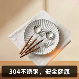 304不锈钢西餐具 酒店轻奢复古花梨木柄牛扒主餐刀叉勺厂家现货