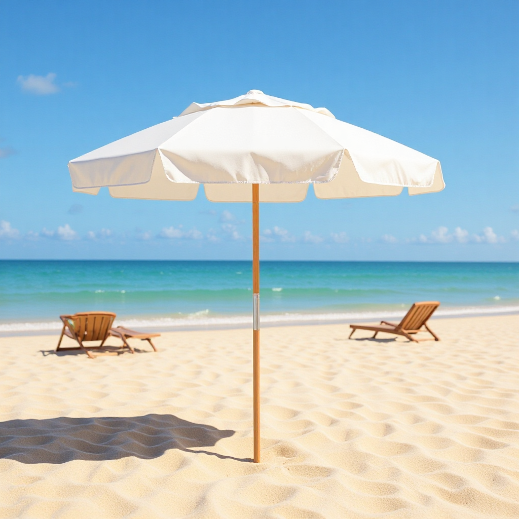 Factory Direct Custom High Quality Large Blue and White Stripesd Wooden Beach Umbrella Variety of Colors