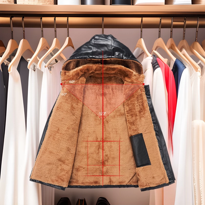 Кожаная куртка мужская зимняя бархатная и толстая, ветрозащитный водонепроницаемый вынос