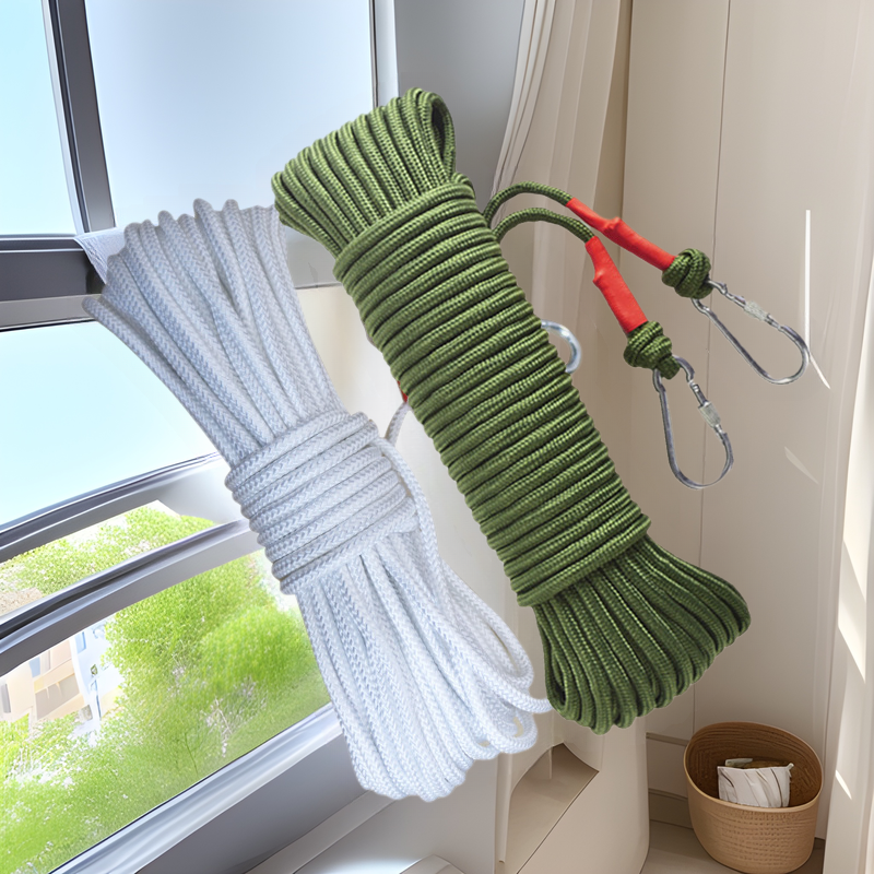 Clothes Line Thick Steel Wire Core Nylon Rope Outdoor Camping Double Hook Binding Rope Hanging Clothes Line