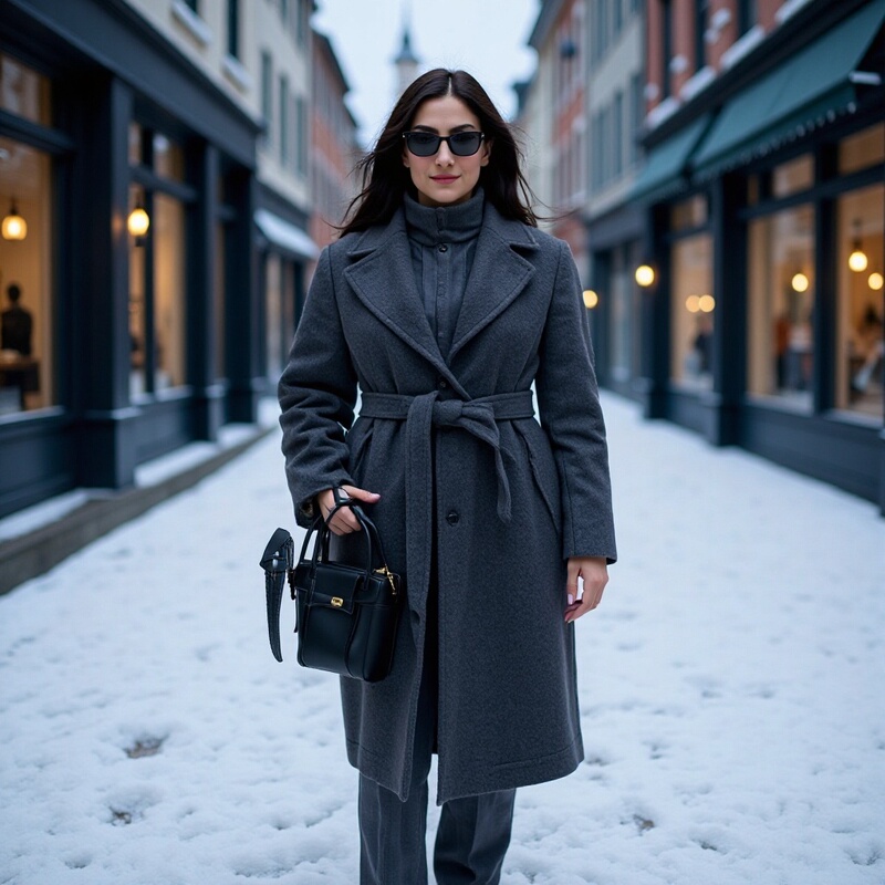 Amazon Aliexpress Fashionable and Versatile Woolen Long Coat with Stand Collar and Belt Amazon Aliexpress Fashionable and Versatile Woolen Long Coat with Stand Collar and Belt