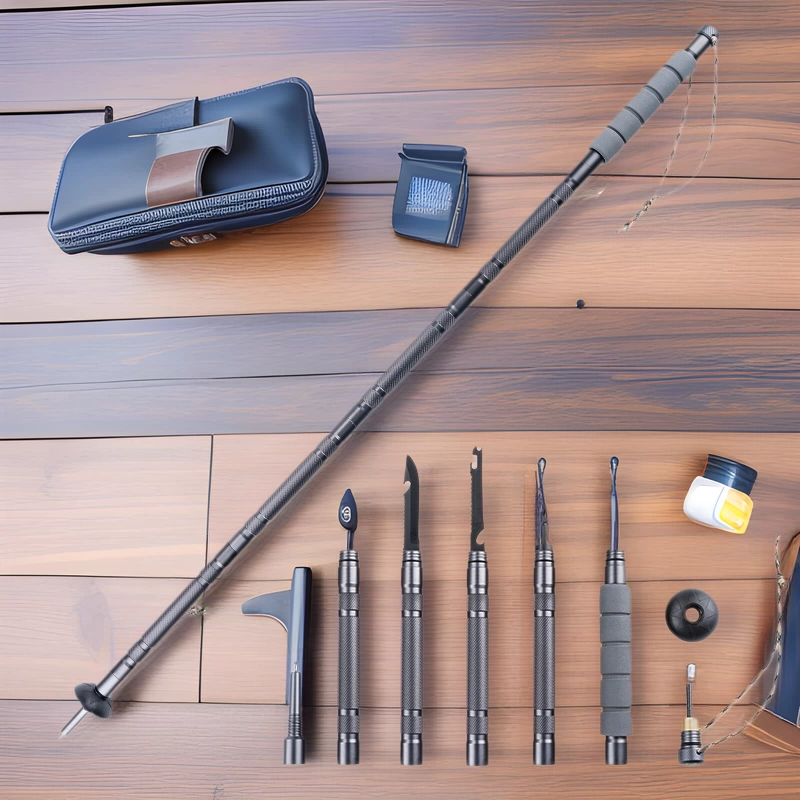 Легкая складная треккинговая палка, палка для самообороны при походах, многофункциональная телескопическая палка для прогулок на открытом воздухе, тактическая амортизирующая светящаяся палка из алюминиевого сплава