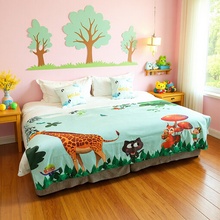 五星級酒店民宿兒童親子房床蓋床旗客房床上用品布草廠家批發