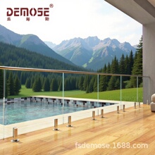 广东出口泳池玻璃栏杆护栏钢化玻璃围栏无立柱无扶手玻璃夹