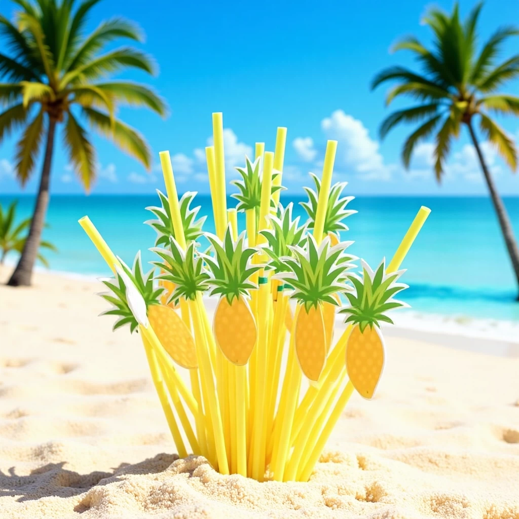 Одноразовые трубочки для напитков в форме ананаса, украшение для коктейлей на Рождество, день рождения, декор для торта, молочного чая, десертного стола, декоративные вставки.