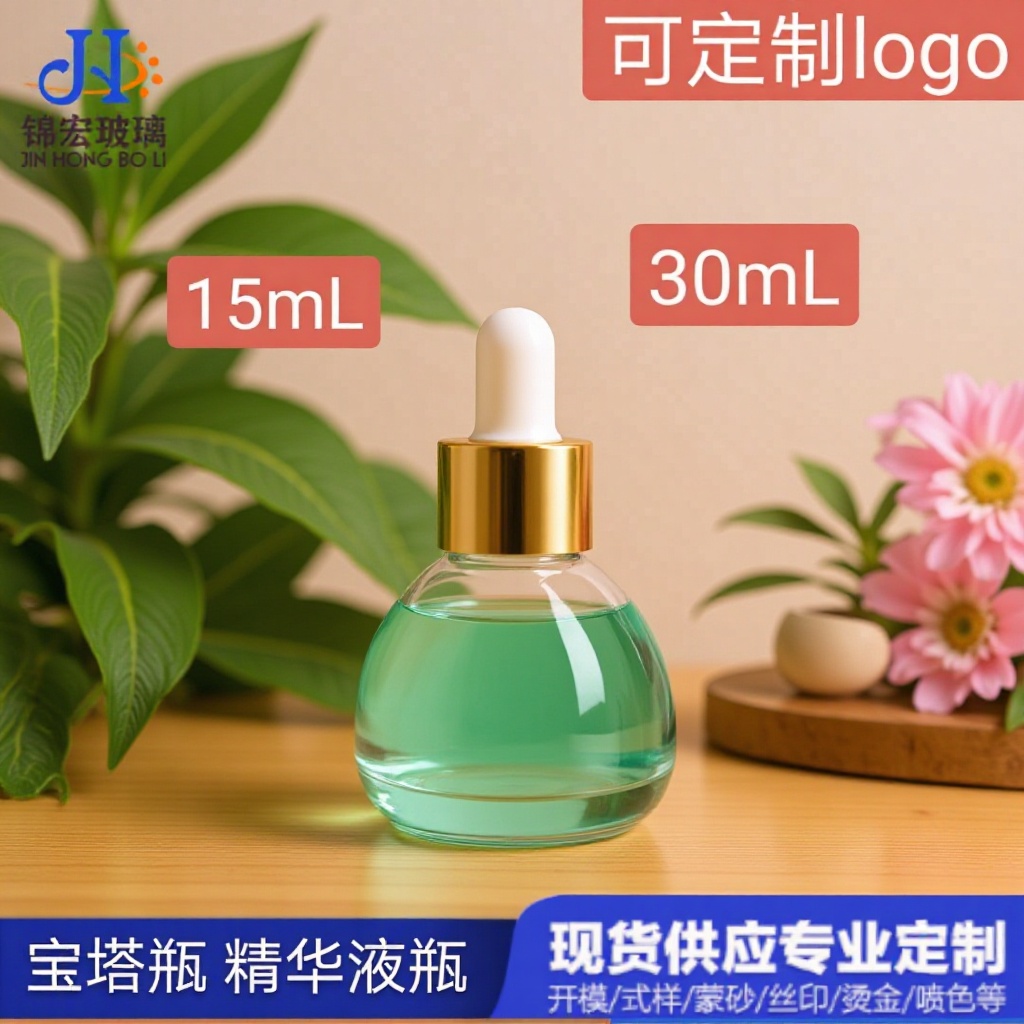 锥形瓶宝塔瓶15ml30ml精华液瓶精油瓶玻璃滴管瓶化妆品分装灯泡瓶
