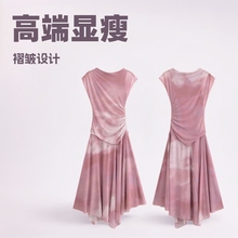 跨境2025新款高端女装高级感显瘦气质褶皱绢网裙子女夏连衣裙混批