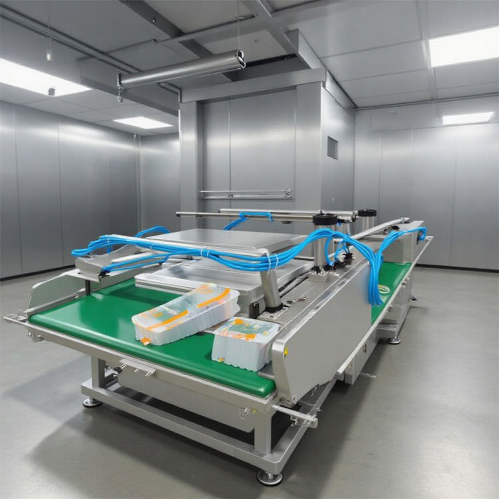 供应盒装小龙虾自动封口机 塑料托盘虾尾自动真空包装封口机