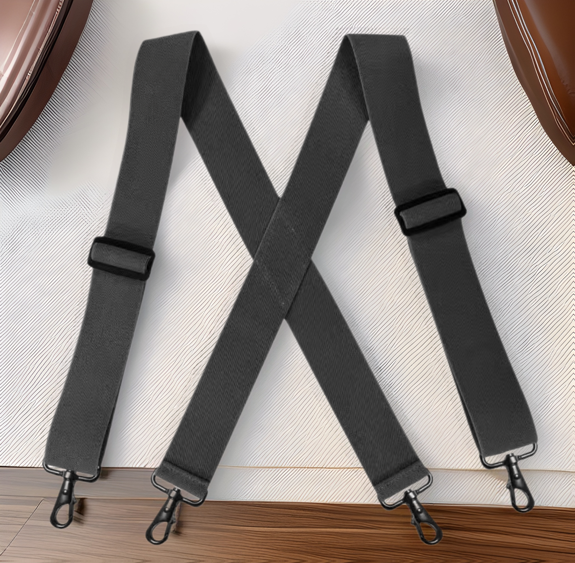 Stretch Adult Men's 4 Hook Strap 5CM Widened Black Hook Strap Suspender Fat Man X-shaped Cross Strap