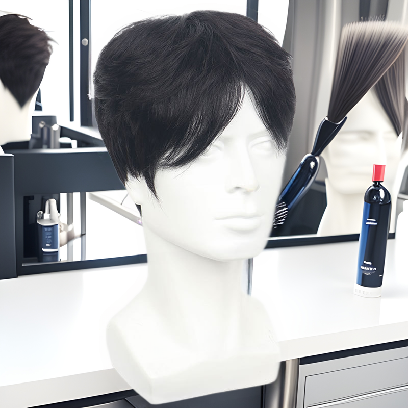 Wig for Men with Short Hair, Real Hair Full Wig, Internet Celebrity Style, Natural and Lightweight Hairstyle, Realistic Wig for Men with Real Human Hair