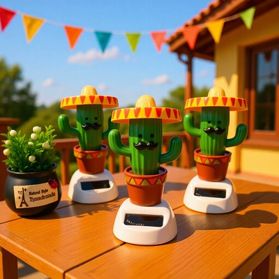 Cute solar swing Cactus car interior decoration office decoration children's toy factory supply (Car ornaments)