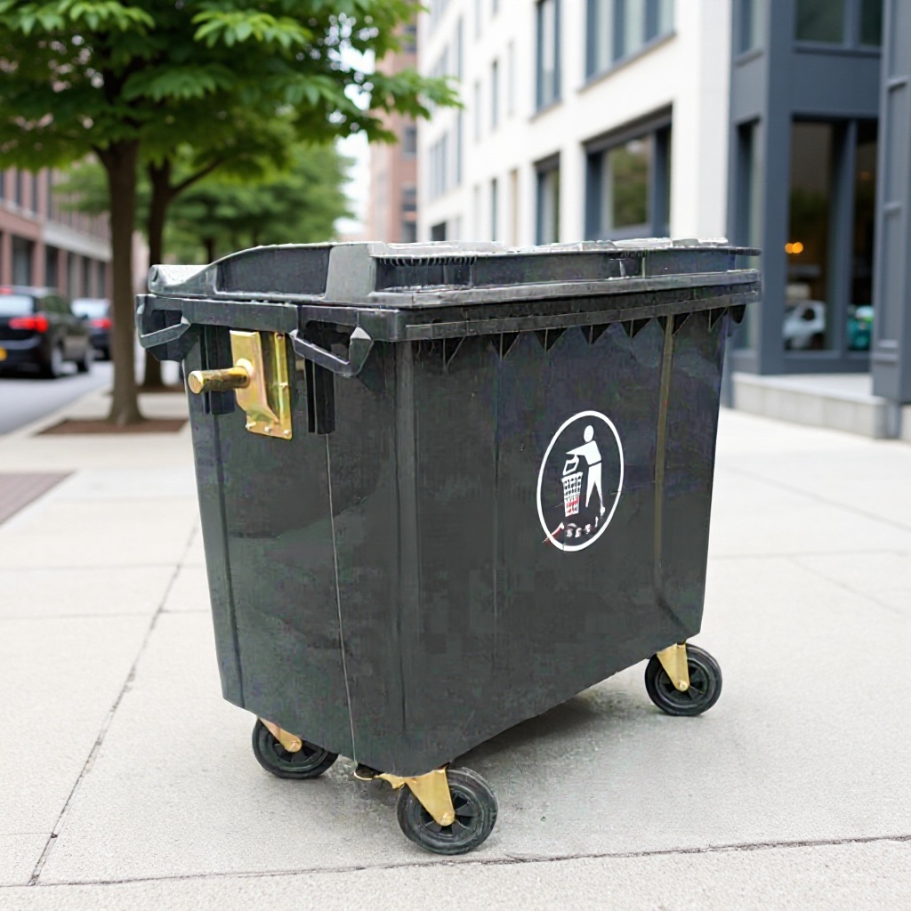 灰色660L带轮塑料垃圾桶660升带盖环卫垃圾车垃圾集中收纳废物桶