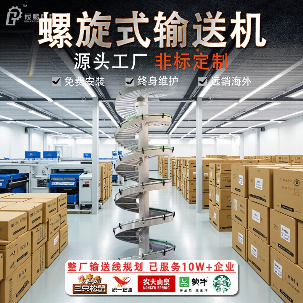 螺旋输送机货物垂直上料输送线食品水平直线传输机动力滚筒螺旋机