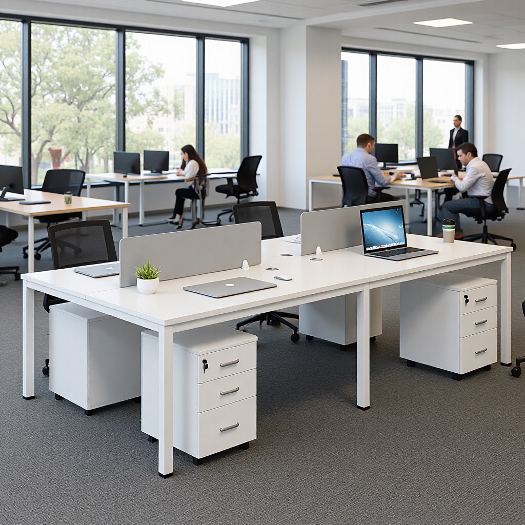 Office Desk and Chair Combination 2/4/6 Seats Simple Modern Office Furniture Staff Desk Staff Computer Desk