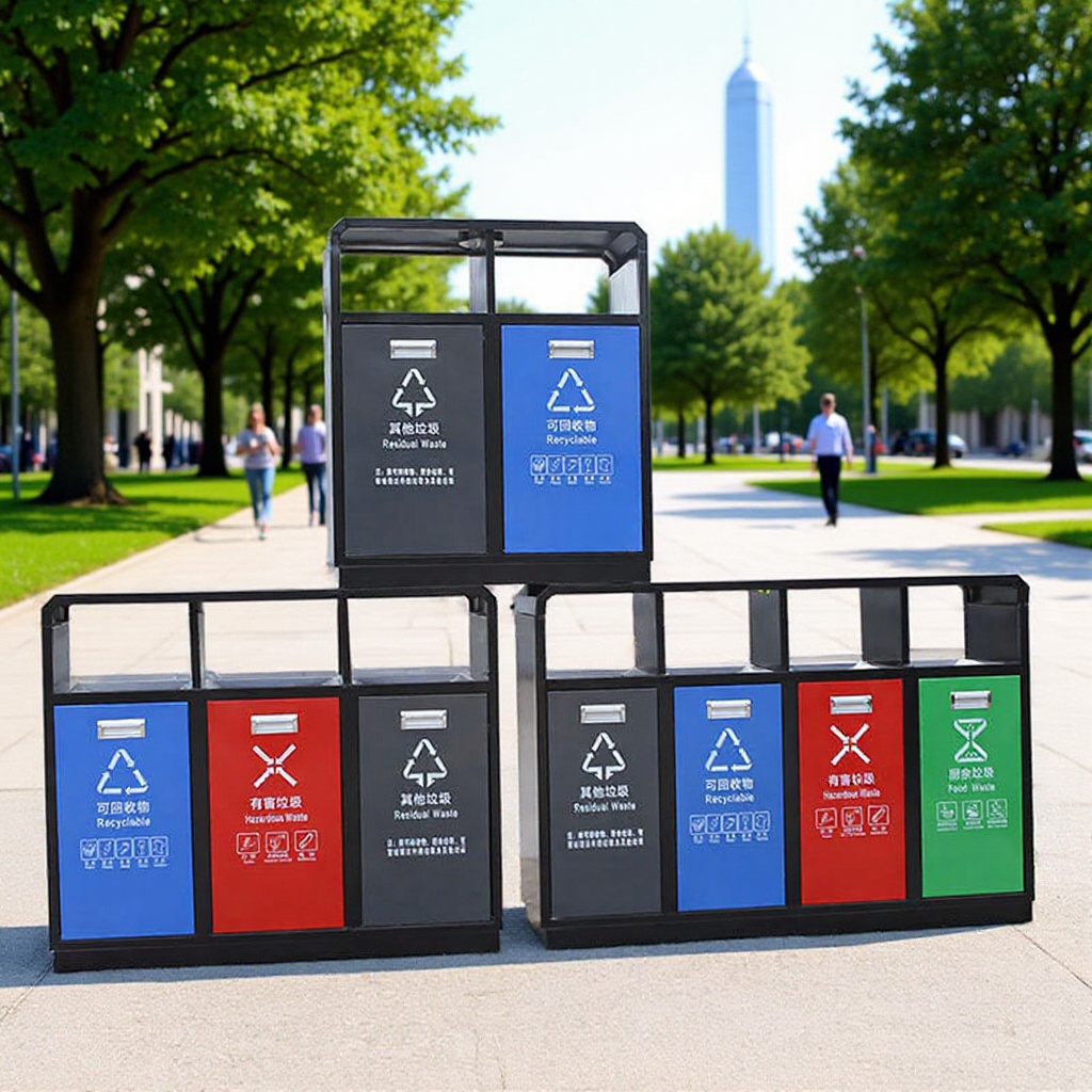 源头厂家批发户外果皮桶景区垃圾分类桶环卫公园不锈钢垃圾桶