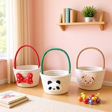 高颜值卡通手提篮子小朋友撒花糖果蓝回礼篮小花篮婚礼喜糖收纳篮