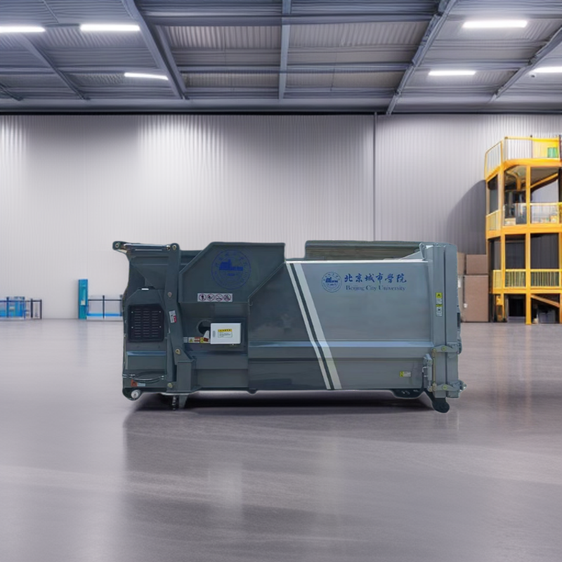 Movable garbage compression transfer station integral dustbin suitable for bulk garbage compression Transportation