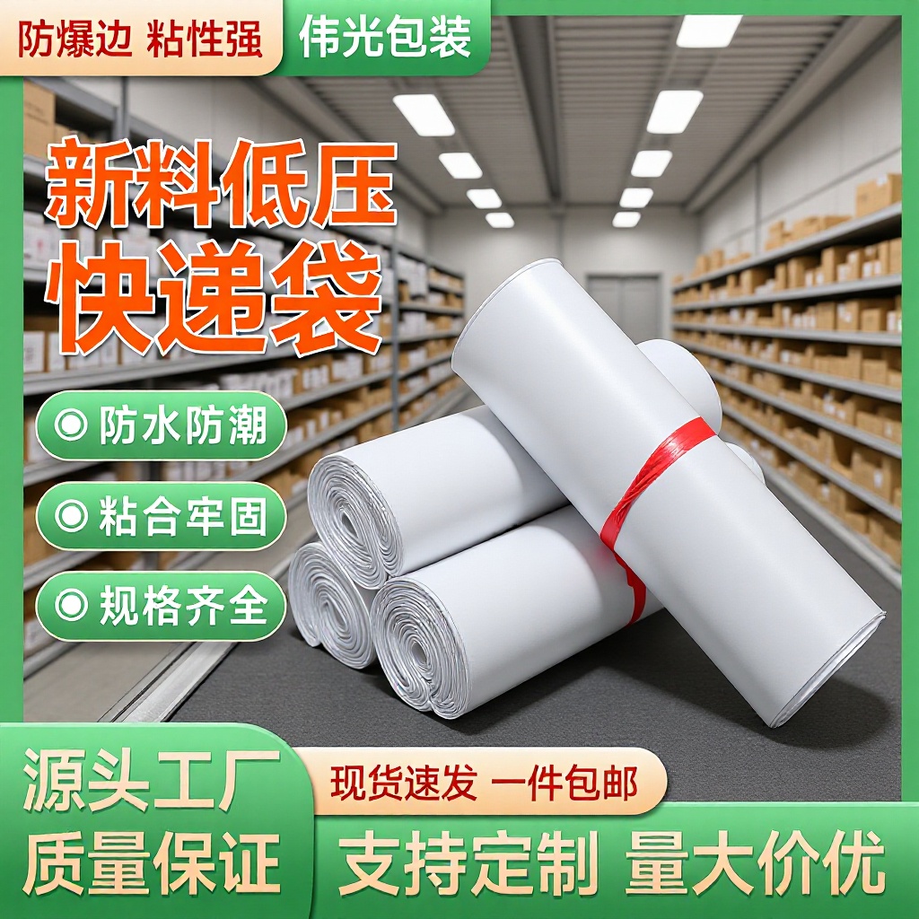 Áp suất thấp Chất liệu mới Túi chuyển phát nhanh màu trắng dày lên Túi đóng gói hậu cần thương mại điện tử Túi đóng gói túi chuyển phát nhanh chống nước sẵn sàng