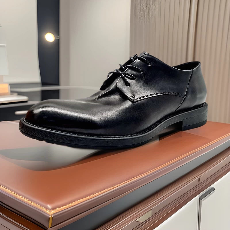 Мужские деловые туфли из телячьей кожи в британском стиле, модные и универсальные туфли дерби с круглым носком ручной работы, полностью из натуральной кожи.