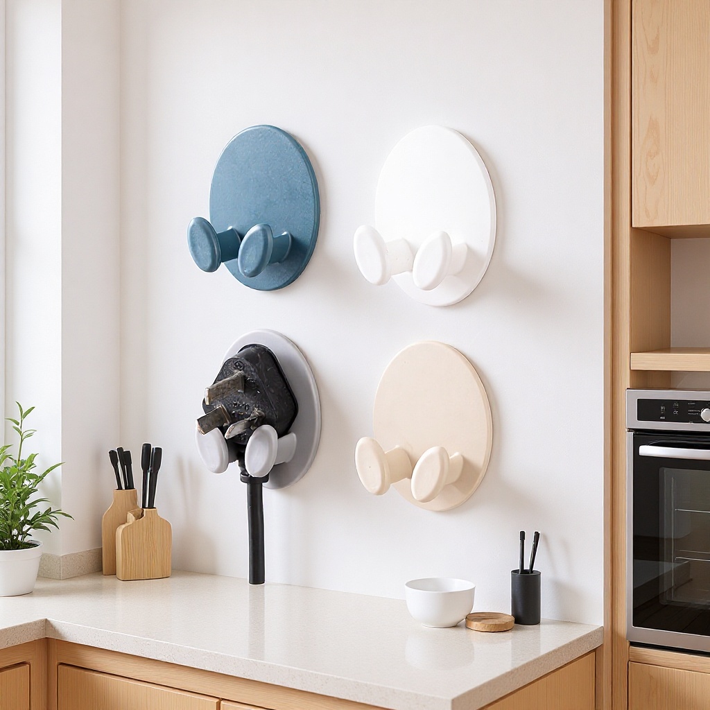 Cross-Border Xijia Ding Creative Double-Foot Plug Hook Bathroom Kitchen Power Cord Storage Adhesive Hook