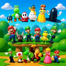 马里奥1代18款超级玛丽公仔手办玩具潮玩桌面装饰摆件批发