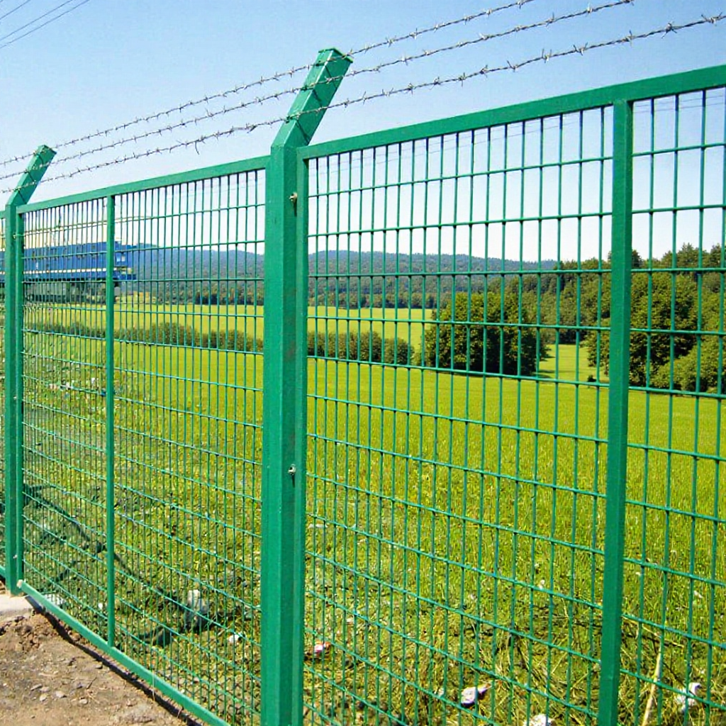 浸塑护栏网采用牢固的网格压焊结构焊接护栏网，焊接围栏网隔离栅