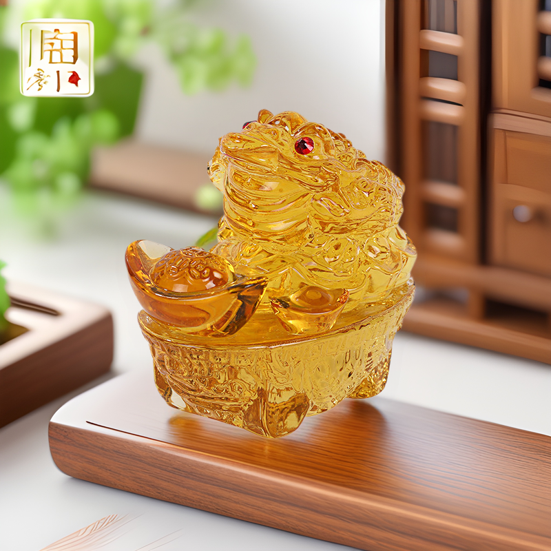 Crystal ingot Golden Toad decoration toad citrine ingot hallway office lucky decoration opening gift wholesale