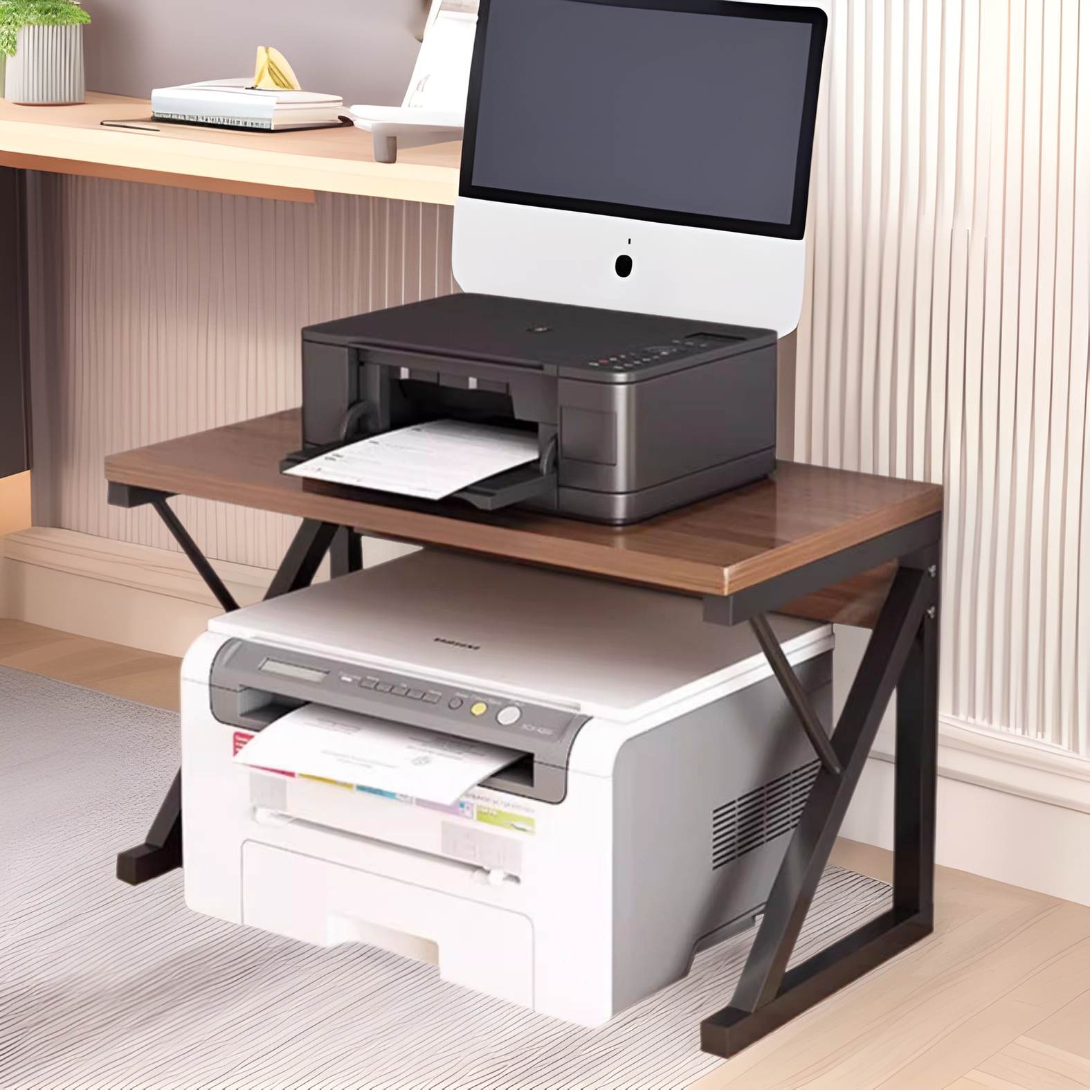 Printer Storage Rack Desktop Copier Shelf Multifunctional Office Countertop Storage Rack Small Bracket