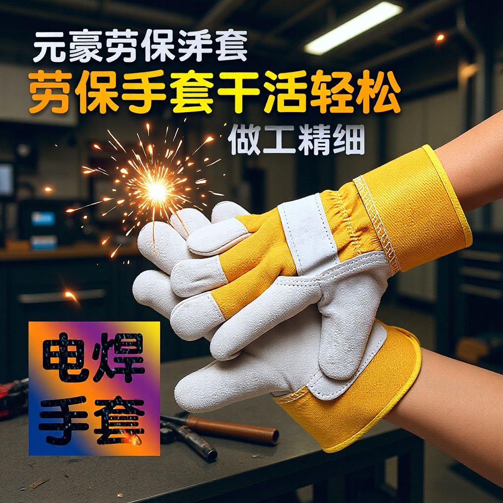 电焊工烧焊手套柔软牛二皮焊工绝缘隔热工业工地劳保劳务手套