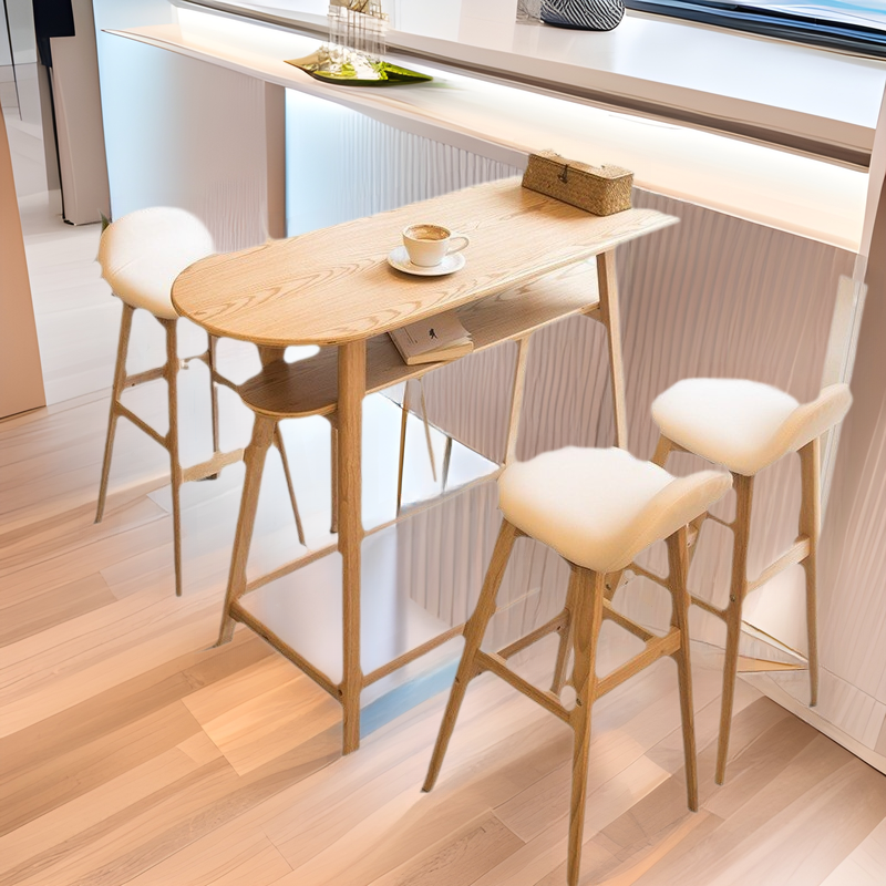 North Solid Wood Bar Chair American Vintage Bar Chair Exhibition Hall Front Desk Chair Home Modern Simple High Stool