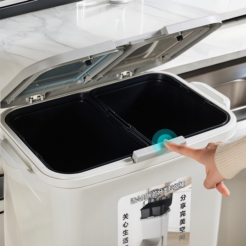 Kitchen Trash Bin Household Kitchen Disposal Classification with Lid Large Capacity High Double Layer Special Large Japanese-style for Dry and Wet Separation