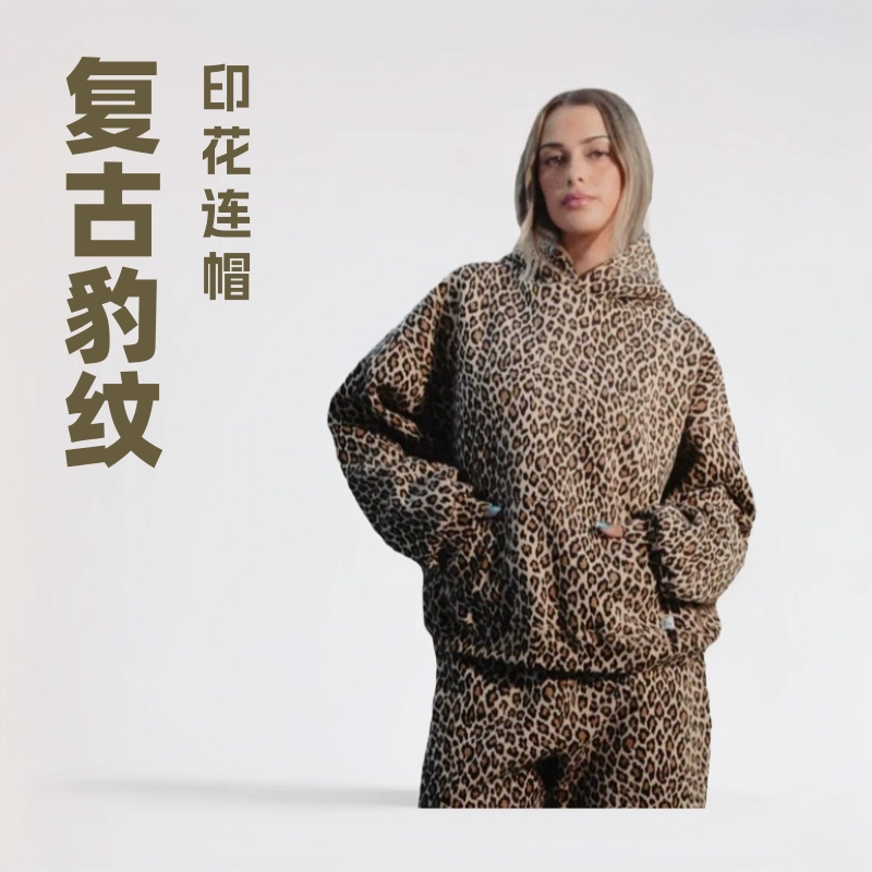 Худи унисекс 2024 в стиле американского ретро, повседневное, универсальное, с леопардовым принтом, в стиле Y2K, для уличного хип-хопа