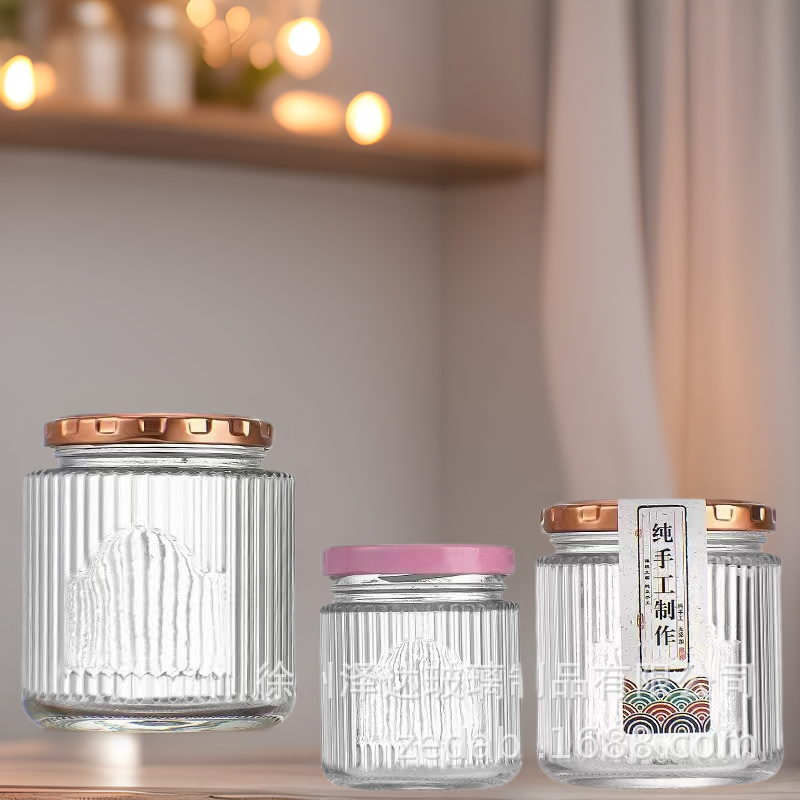 鲜炖燕窝鱼胶花胶玻璃瓶子耐高温分装瓶蜂蜜密封罐可印字跨境热销