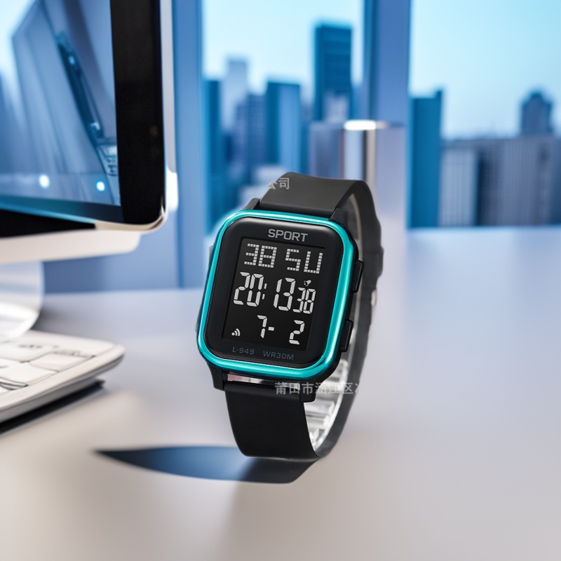 Foreign trade new junior high school student electronic watch men's and women's sports waterproof luminous children's watch multifunctional Square