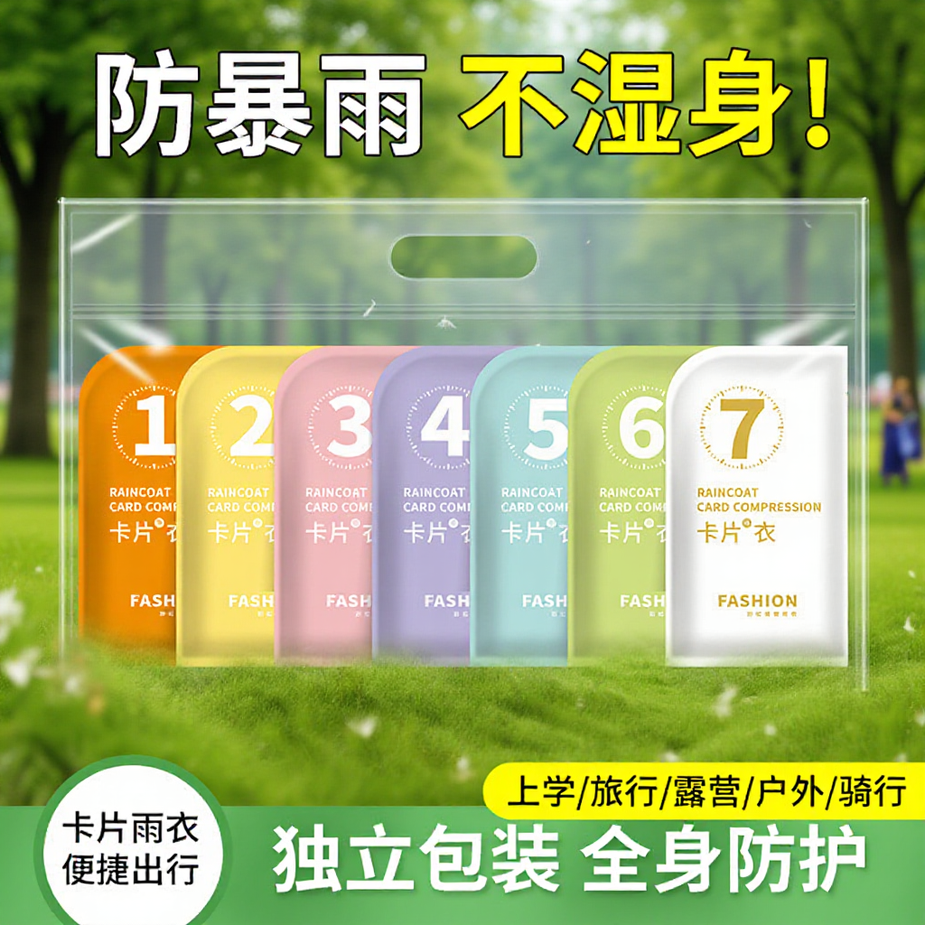 Card Disposable Raincoat Children's Adult Outer Wear Thickened Pullover Long Full-body Anti-rainstorm Compression Portable Poncho