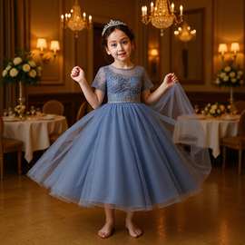 儿童礼服公主裙女童生日蓬蓬裙花童晚礼服钢琴小主持新款演出服