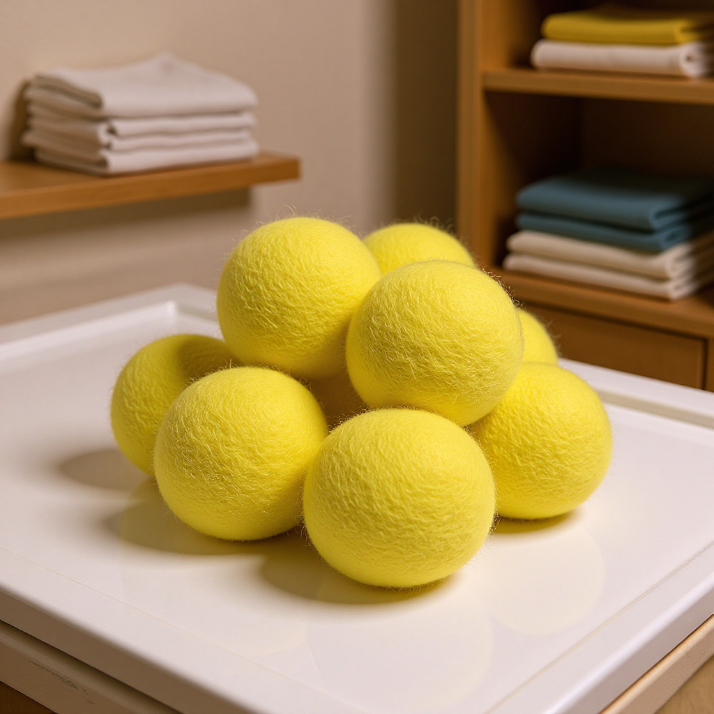 7.5cm黄色  羊毛球 洗衣烘干机用毡球 彩色圆球羊毛干燥球干衣球