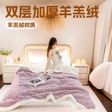 定制新款跨境纯色冬季羊羔绒毛毯云貂绒双层舒棉绒提花加厚塔夫