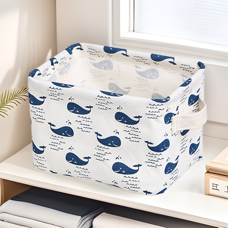 Desktop square storage box portable foldable storage basket modern simple waterproof cotton linen sundries organizing storage basket