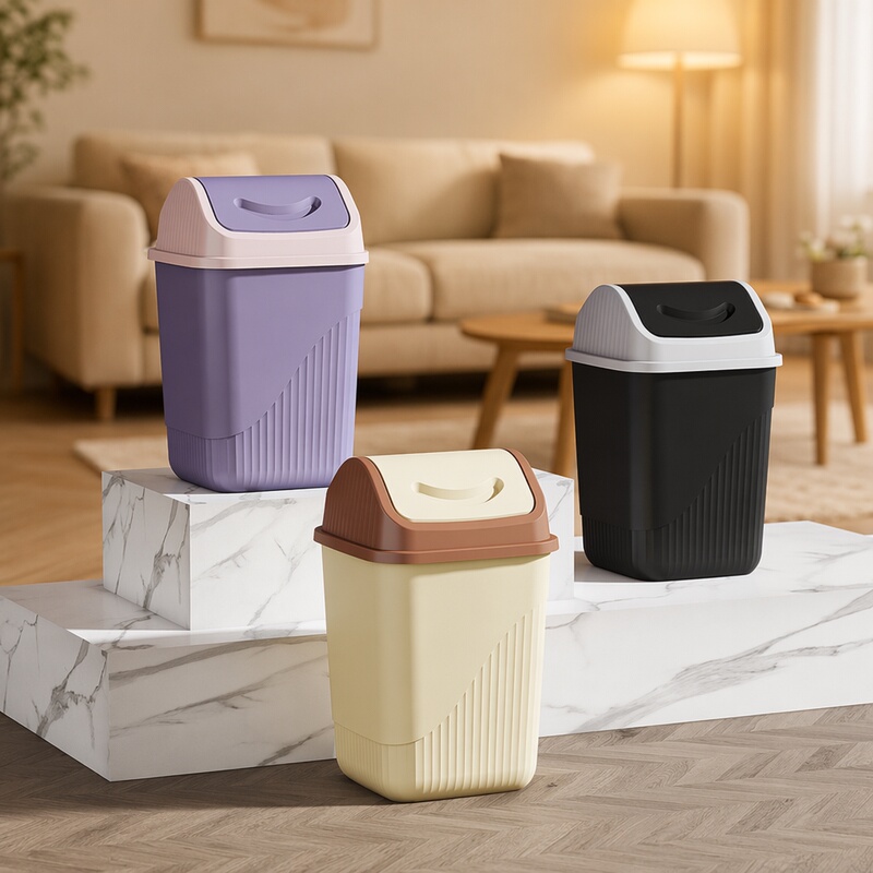 Household Trash Can Toilet Bathroom Living Room Light Luxury Commercial Bedroom Kitchen with Lid Dormitory Crocker Lid Trash