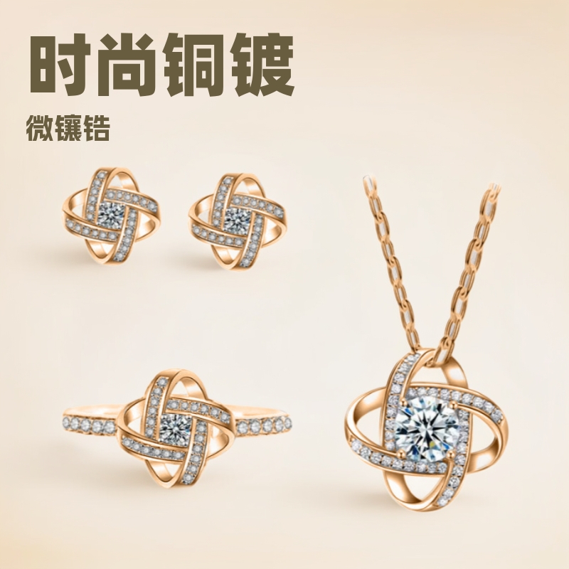fashionable copper earrings with zircon