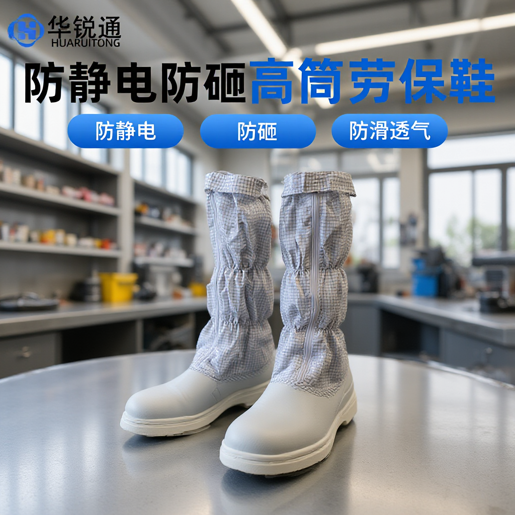防尘防静电防砸长筒鞋可印字缝制铭牌无尘室万级至百级用防滑耐穿