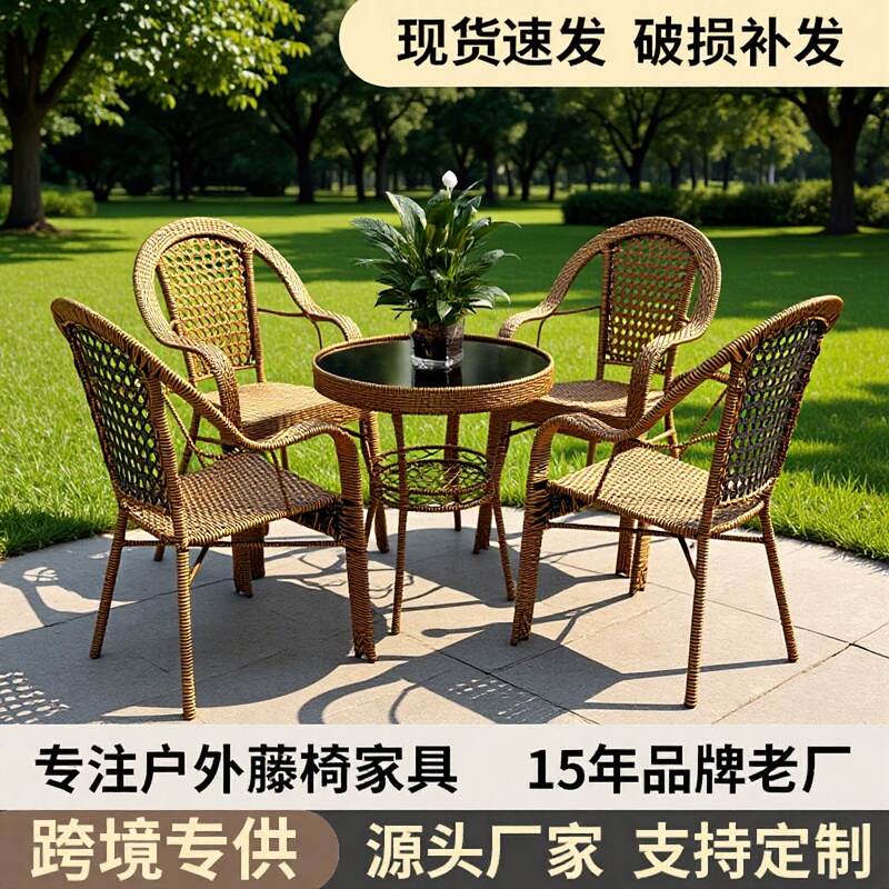 Rattan Chair with Backrest, Balcony Table and Chair Set, Courtyard Rattan Backrest Chair, Leisure Outdoor Rattan Furniture Rattan Chair with Backrest, Balcony Table and Chair Set, Courtyard Rattan Backrest Chair, Leisure Outdoor Rattan Furniture