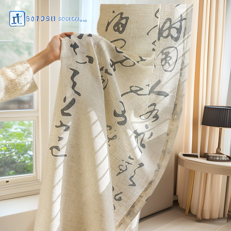 New Chinese Curtain National Style Calligraphy Window Screen Zen Study Tea Room Chinese Style Fabric Window Screen Wholesale Zero Cut