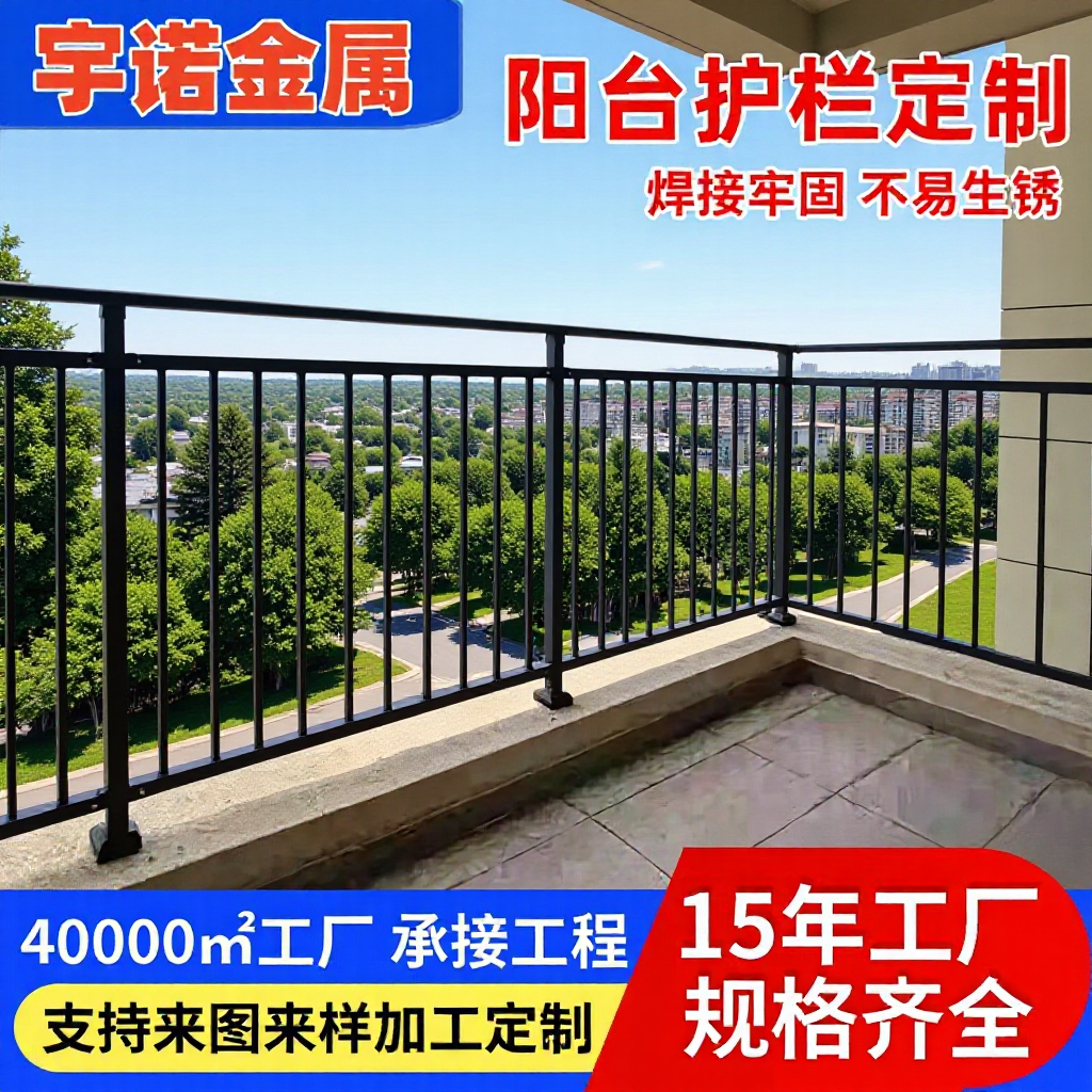 Zinc steel balcony guardrail villa bay window top floor railing wrought iron guardrail factory wall courtyard stair handrail manufacturers