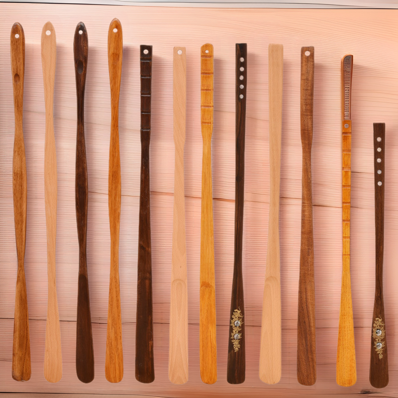 Solid Wood Shoe Puller Household Long Handle Wooden Shoe Puller Shoe Wear Device for Pregnant Women Shoe Rack for Elderly Shoe Pulling Lazy People Lengthened Shoe Lift Device