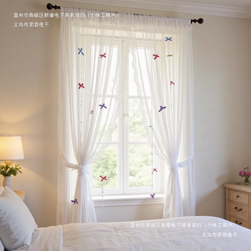 Bedroom Dormitory Curtains, Partition Curtains, Commercial Room Decoration, Scene Shop Bow Door Curtains, Home Bead Chain Arrangement