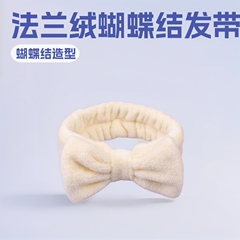 跨境爆款法兰绒蝴蝶结纯色束发带洗脸化妆运动敷面膜发箍发带批发
